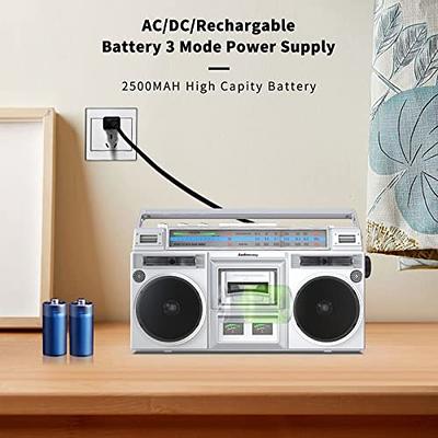 Audiocrazy Retro Boombox Cassette Player AM/FM Shortwave Radio