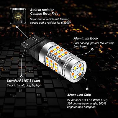 AUXITO 1156, 7506, P21W, BA15S Amber Yellow LED Turn Signal Light Bulbs  With Build-in Load Resistor CANBUS Error Free 