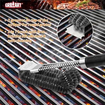 Grillart Grill Brush Bristle Free & Wire Combined BBQ Brush - Safe & Efficient Grill Cleaning Brush- 17 Grill Cleaner Brush for Gas/Porcelain