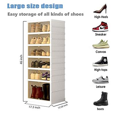 AOHMPT Foldable Storage Box - Clear Stackable Shoe Organizer with Lids -  Large 6 Layer Shoe Rack Cabinet