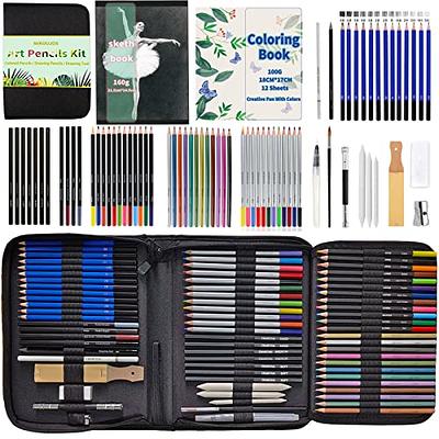 Drawing Sketching Pencils Set, 36 Packs Art Supplies Kit with Draw Sketch Pencils Dual Ended Color Pencil Charcoal Pencils, Canvas Pencil Wrap for