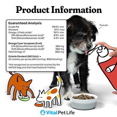 Salmon Oil for Dogs & Cats - Healthy Skin & Coat, Fish Oil, Omega 3 EPA  DHA, Liquid Food Supplement for Pets, All Natural, Supports Joint & Bone