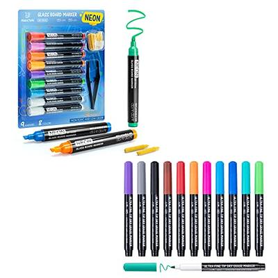maxtek Wet Erase Markers Ultra Fine Tip, Assorted Colors, Low Odor, Smudge  Free Semi-permanent Markers for Laminated Calendars, Glass, Window, Acrylic