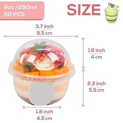 50 Pack Plastic Cups with Dome Lids and Spoons, 8 oz Clear Dessert Cups  with No Hole Lids, Mini Disposable Parfait Cups for Fruit Ice Cream Pudding