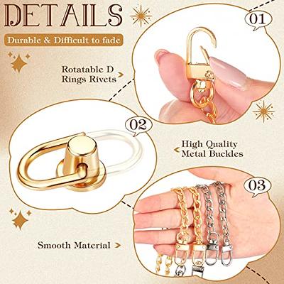 20 Pieces D Ring Stud Screw Ball Post Head Buttons Stud Screw Metal D Ring Rivets for Wallet Strap Shoes Accessories Leather Cross Body Purse Craft