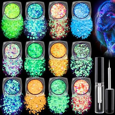 Dropship CC Beauty UV Glow Face Body Paint Palette, 8 Neon Glow In Black  Lights Face Paint Kit, Water Activated Eyeliner, Safe Washable Adult,  Halloween Makeup Costume Masquerades Club Makeup + 10