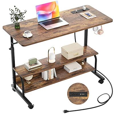 41'' Black/Walnut Office Mobile Manual Height Adjustable Standing Desk