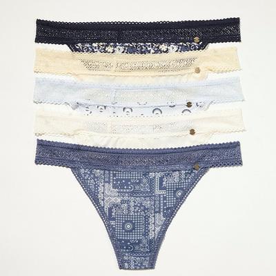 Lucky Brand 5 Pack Lace Thong in Medium Blue - Yahoo Shopping