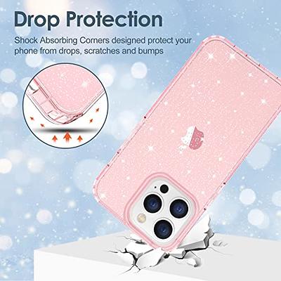 Hython Case for iPhone 13 Pro Max Case Glitter, Cute Sparkly Clear Glitter  Shiny Bling Sparkle Cover, Anti-Scratch Hard PC Slim Fit Shockproof