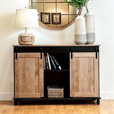 Glitzhome Rustic Wine Cabinet With Storage 3 Sections Wood Bar Home Liquor Alcohol Corner Barn Doors Display Sideboard For Kitchen Dining Room 47 2 L Yahoo Ping