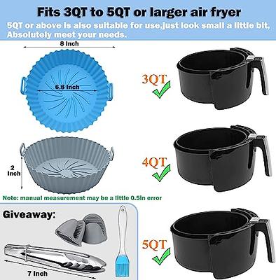  2PCS Air Fryer Silicone Baking Tray, 7 inch Air Fryer Silicone  Pot, Air Fryer Silicone Liners, Reusable Non-Stick Air Fryer Silicone  Basket, Food Grade Silicone BPA Free (Type A (Thickness 0.8mm),A) 