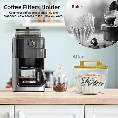 SINBDLAI Glass Coffee Filter Holder with Bamboo Lid, Coffee Filter