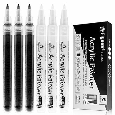 Black Paint Pens, 6 Pack 0.7mm Acrylic Black Permanent Marker