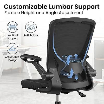 KERDOM Mesh Office Chair with Flip-up Arms & Lumbar Support