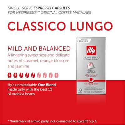 Illy Espresso Compatible Capsules - Single-Serve Coffee Capsules & Pods - Classico  Lungo Roast - Notes Of Caramel, Orange Blossom & Jasmine Coffee Pods - For Nespresso  Coffee Machines – 10 Count - Yahoo Shopping