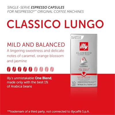 Illy Espresso Compatible Capsules - Single-Serve Coffee Capsules & Pods -  Classico Lungo Roast - Notes Of Caramel, Orange Blossom & Jasmine Coffee  Pods - For Nespresso Coffee Machines – 10 Count - Yahoo Shopping