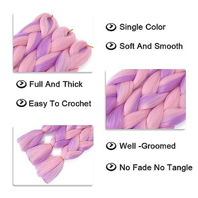 AFNOTE Pink Braiding Hair Extensions 3 Pack 24 Inch Synthetic High  Temperature Jumbo Crochet Braids hair for braiding(Rouge Pink)