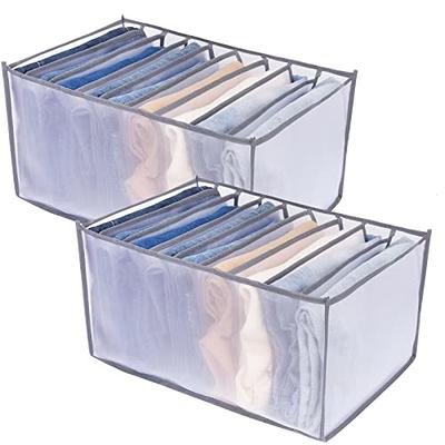 ORALSO 3Pack Jean Organizer for Closet, 6 Grid Clothing Storage Organizer, Foldable Clothing Closet Organizers and Storage, Drawer Organizer for