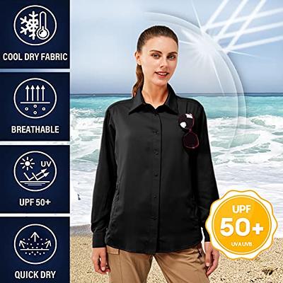 TGF Women's Sun Protection Fishing Shirts Long Sleeve Button Up Shirt with Zipper  Pockets for Traveling Hiking Camping Black - Yahoo Shopping
