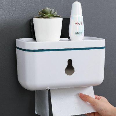 Tissue Box Hole-free Bathroom Roll Box Toilet Roll Wall Mount Toilet Paper  Holder