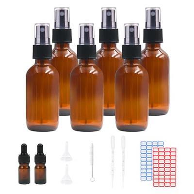 2oz Small Clear Glass Bottles (60ml) with Lids Boston Round Travel