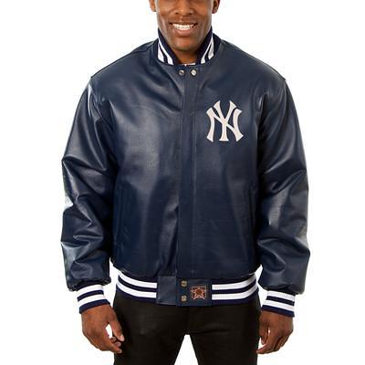 Men's Starter Navy New York Yankees Midfield Satin Full-Snap Varsity Jacket Size: Extra Large