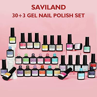 SAVILAND 33Pcs Gel Nail Polish Kit, Christmas Colors Gel Polish 7.5ml Soak  Off U V LED