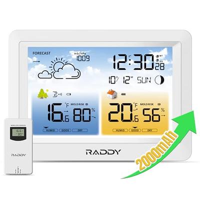 Wireless LCD Digital Weather Station Indoor Outdoor Thermometer Hygrometer  Wall Barometer MoonPhase Weather Forecast Alarm Watch