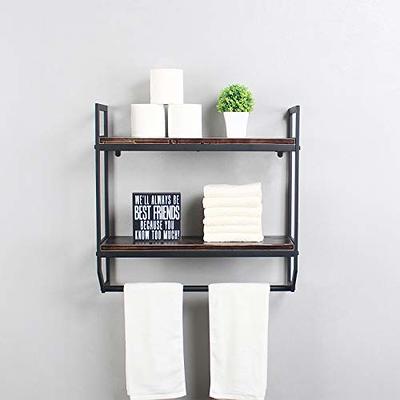 3-Tier Gray Wood Towel Rack with 2 Bottom Storage Shelves