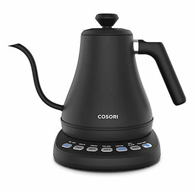  Secura Electric Gooseneck Kettle, Quick Boiling Electric Kettle  with 5 Variable Presets for Coffee Tea Brewing, 100% Stainless Steel Inner  Tea/Coffee Kettle with 1.5H Keep Warm,1200W-0.8L, Matt Black: Home & Kitchen