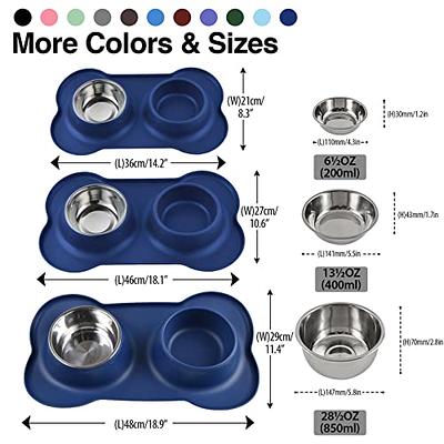 Double 400ml Stainless Steel Pet Dog Food Water Bowl with Anti