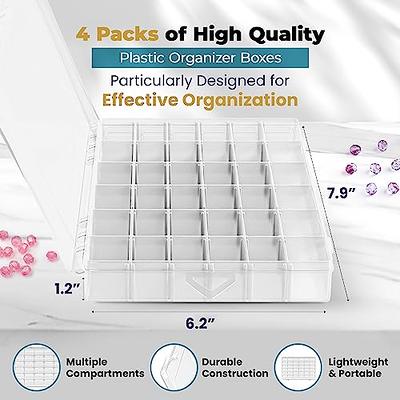 Bead Storage Box, Plastic Craft Box, Jewelry Organizer Container, Clear Box  With Dividers 10 Grids, Gift for Beader, 5x2.5x1 In, 2 Pack 