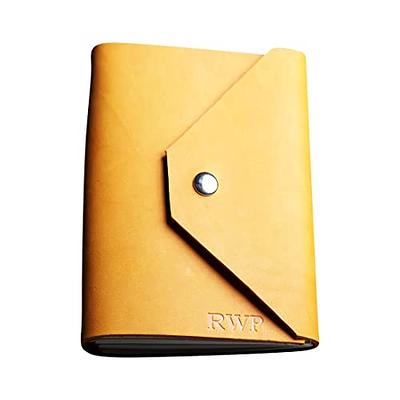 Case Elegance Full Grain Premium Leather Refillable Journal Cover with A5 Lined Notebook, Pen Loop, Card Slots, Brass Snap