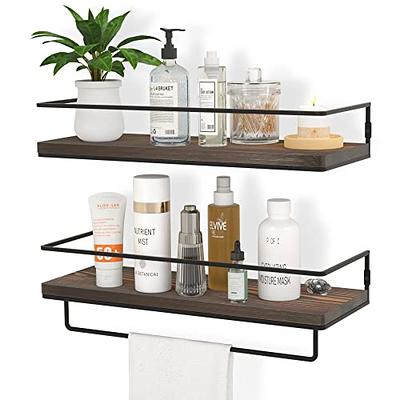 Peter's Goods Modern Floating Shelves with Rail - Wall Mounted Bathroom Wall Shelves with Towel Bar - Also Perfect for Bedroom Decor and Kitchen