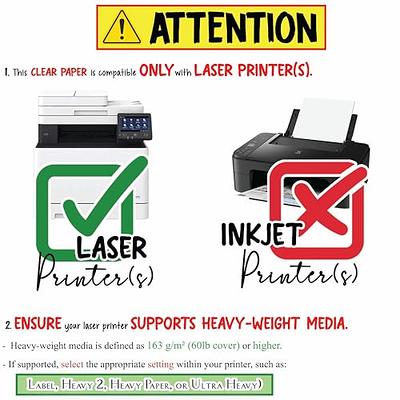 Clear Sticker Paper for LASER Printers ONLY - 36 Sheets, Printable Vinyl  Sticker Paper Adhesive Film Full Sheet 8.5 x 11 Inches – US Letter Size,  Glossy Transparent, DIY Personalized Stickers Labels - Yahoo Shopping