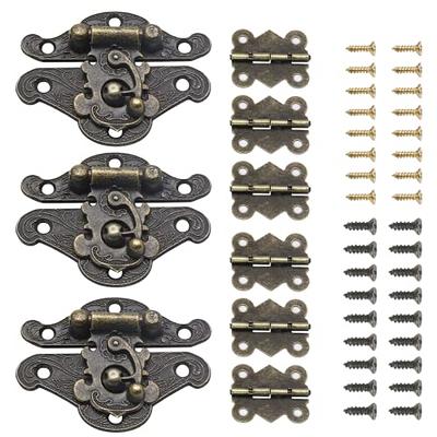 SDTC Tech Antique Engraved Latch Hasp Hinges and Box Corner Protectors Hardware Kit for Jewelry Box Decoration and Repair