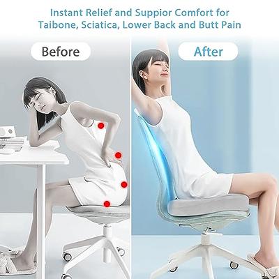 Gray Premium Orthopedic Memory Foam Seat Cushion Coccyx Tailbone Pain -  Sciatica Back Pain Relief - Office Chair