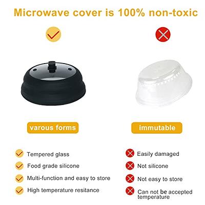 Microwave Splatter Cover, Microwave Cover for Food, Collapsible Plate Cover  Lid with Easy Grip Handle, Safe Tempered Glass and Silicone, Pot Cover, Splatter  Cover Guard 