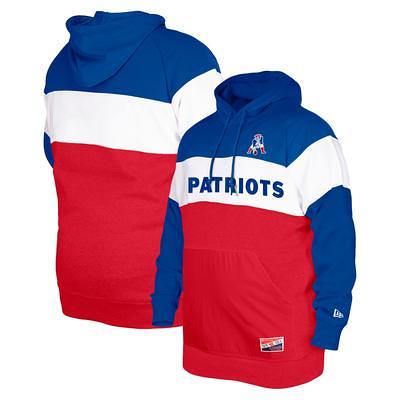 New Era Navy/Red New England Patriots Big & Tall Current Team Colorblock Fleece Raglan Pullover Hood