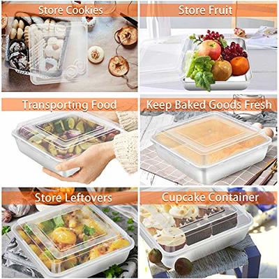 Square Baking Pan, 8 Inch Square Cake Brownie Pan with Plastic Lid with  Stainles