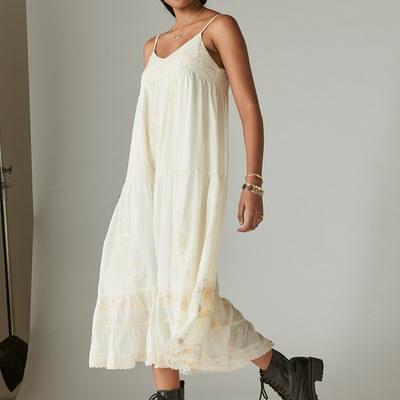 Lucky Brand Embroidered Maxi Slip Dress - Women's Clothing Dresses Maxi  Dress in Sun Kiss, Size M - Yahoo Shopping