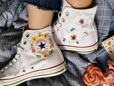 Converse Space Hand Embroidery Shoes/Converse Moon Hand Embroidery Sho