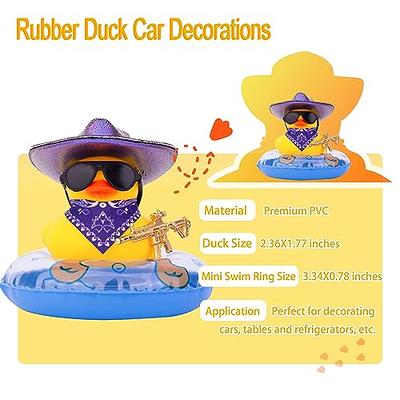 Ducks for Cars Rubber Duck Dashboard of Car, Car Duck Decoration Dashboard  Decorations Yellow Duck Car Accessories with Mini Hat Swim Ring Necklace