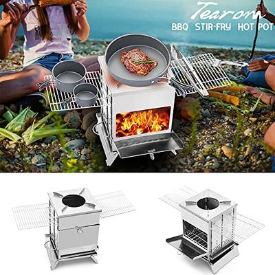 Portable Charcoal Camping Stove for Backpacking Outdoor Cooking, Grill,  Picnic, BBQ, Rocket Stove Wood Burning with