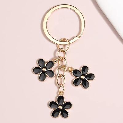 Fuqimanman2020 Flower Charms Daisy Enameled Keychain Chain Tassel