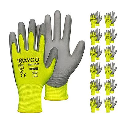 Safety Work Gloves for Men and Women PU Coated, 12 Pairs Seamless Knit Glove  with Thin Polyurethane Coated Smooth Grip on Palm&Fingers, Ideal for  General Light Duty Work, KG11PB Green,Large - Yahoo