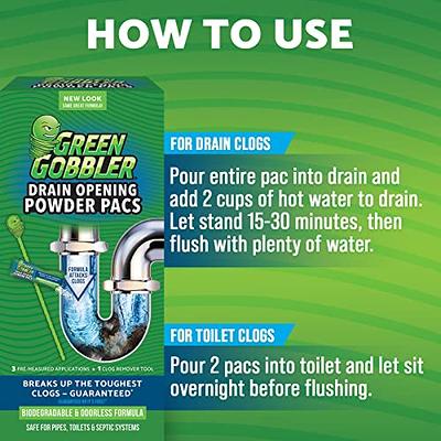 Green Gobbler Industrial Strength Grease and Hair Drain Clog Remover |  Drain Cleaner Gel | Safe for Pipes, Toilets, Sinks, Tubs, Drains & Septic