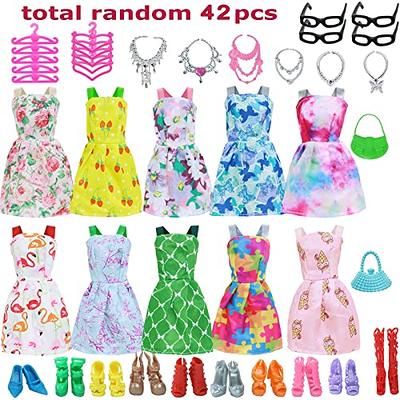 BJDBUS 42 pcs Doll Clothes and Accessories Including 10 pcs Fashion Mini Dresses  32 pcs Shoes, Glasses, Necklaces, Handbag, Hangers Accessories for 11.5  Inch Girl Doll - Yahoo Shopping