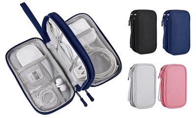 Travel Cable Organizer Bag Pouch Electronic Accessories Carry Case Portable Grey 7.87 x 4.33 x 1.97 Inches in Black