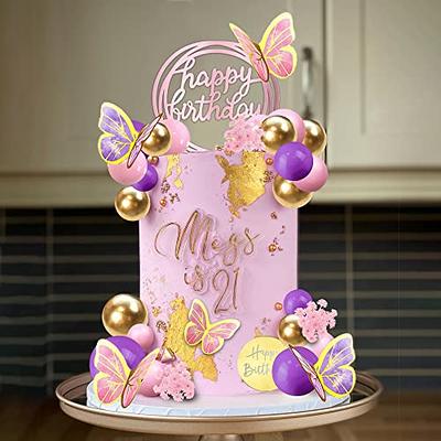 10pcs Gold Butterfly Cake Decorations Happy Birthday Acrylic Cake